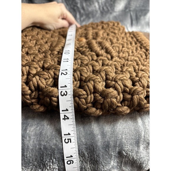 Vintage‎ Macrame Woven Purse Brown Oversized Handles 60s 70s Retro Hippie Boho - Picture 7 of 16